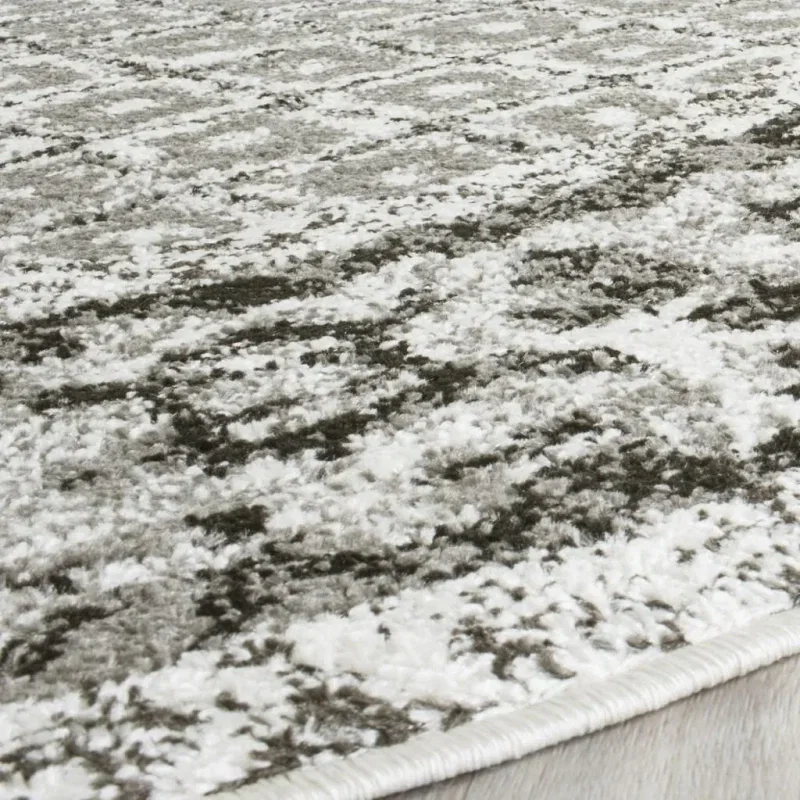 Tapete Adira de Diamantes en Marfil con Gris