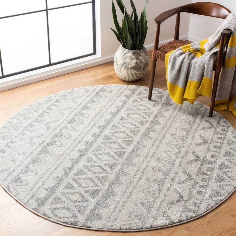 Tapete Adira de Diamantes en Marfil con Gris