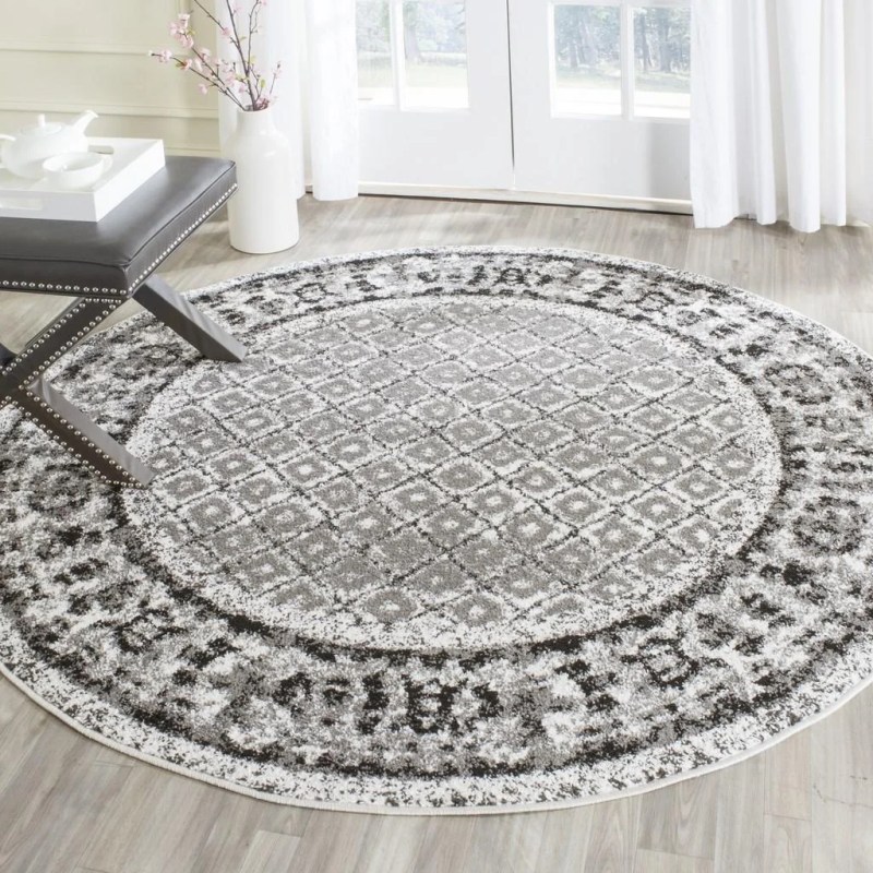 Tapete Adira de Diamantes en Marfil con Gris
