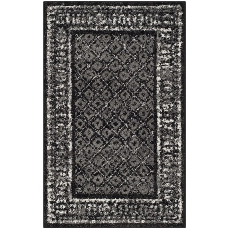 Tapete Adira de Diamantes en Negro con Gris