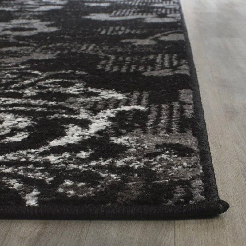 Tapete Adira Floral en Negro con Gris