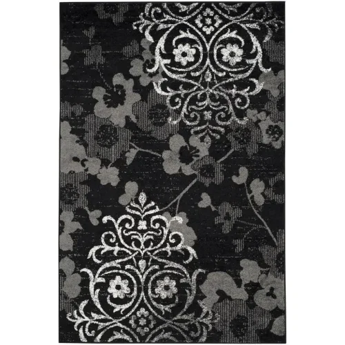 Tapete Adira Floral en Negro con Gris