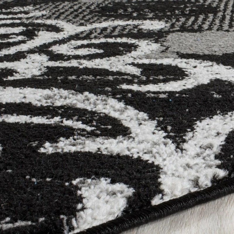 Tapete Adira Floral en Negro con Gris