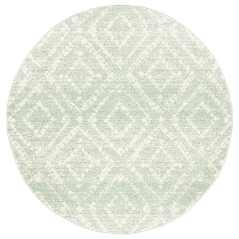 Tapete Adira Geométrico en Verde con Marfil
