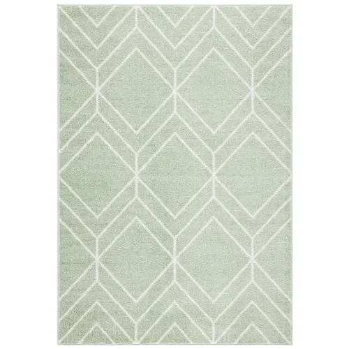 Tapete Adira Geométrico en Verde Salvia con Marfil