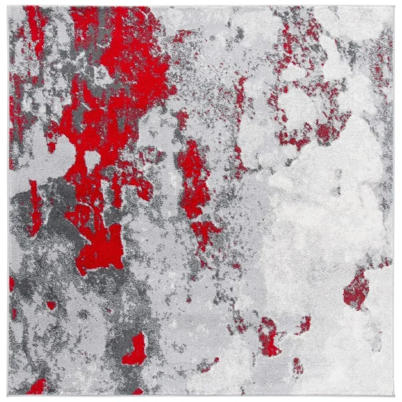Tapete Adira Gris Abstracto con Rojo