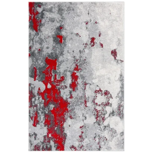 Tapete Adira Gris Abstracto con Rojo