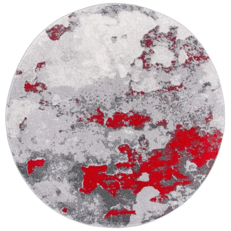 Tapete Adira Gris Abstracto con Rojo