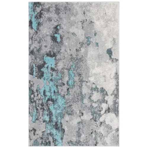 Tapete Adira Gris Abstracto con Turquesa