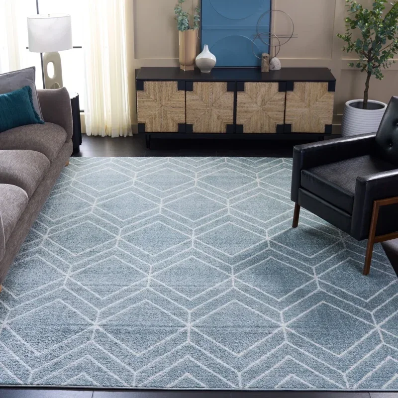 Tapete Adira Moderno en Azul con Marfil