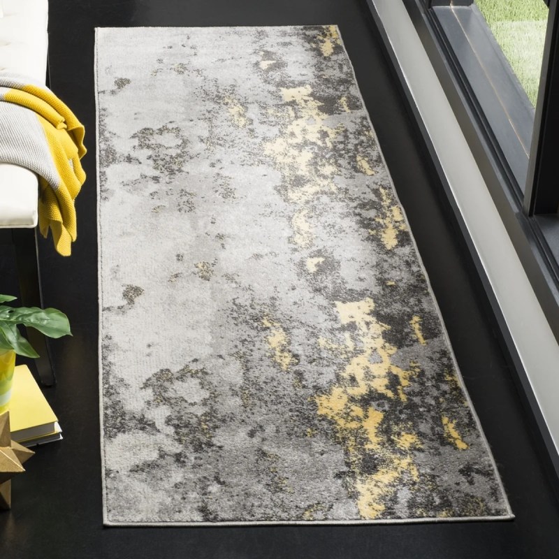 Tapete Adira Moderno en Gris con Amarillo