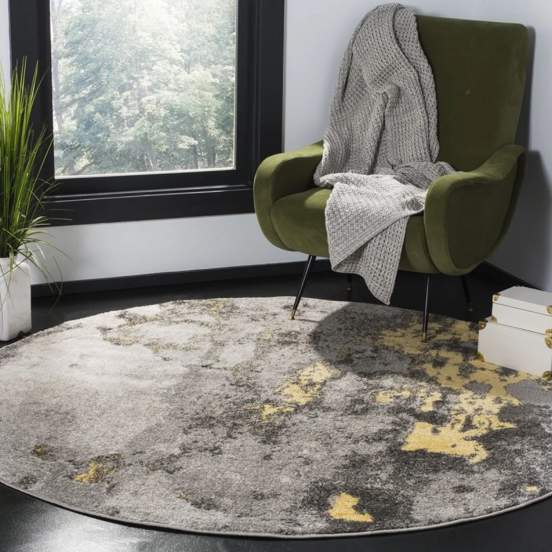 Tapete Adira Moderno en Gris con Amarillo