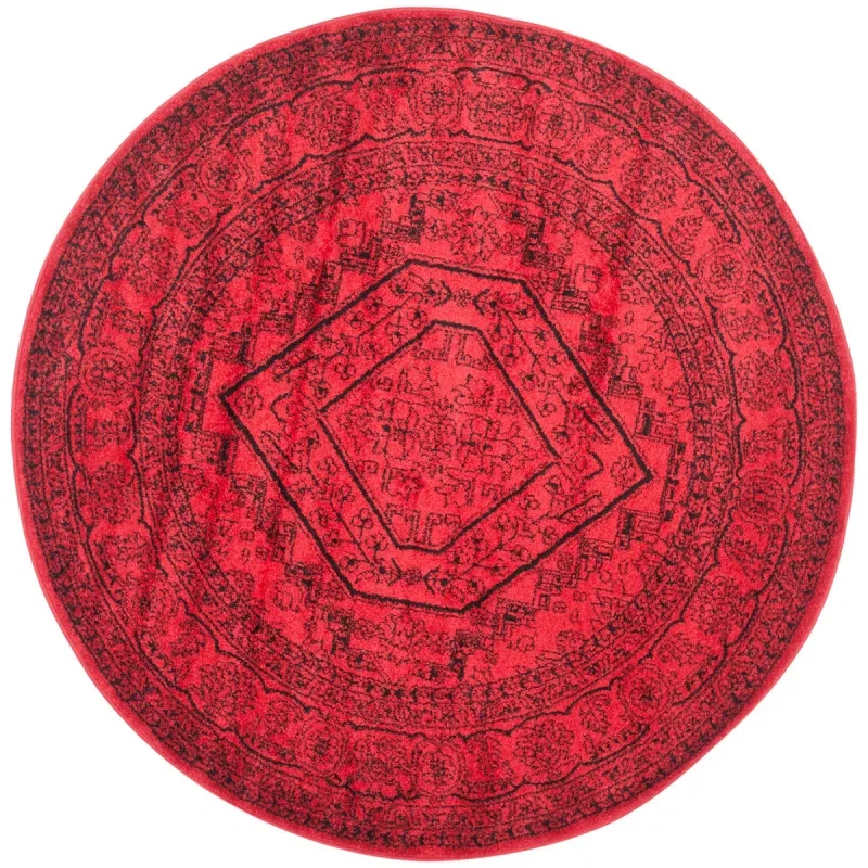 Tapete Adira Tradicional en Rojo con Negro