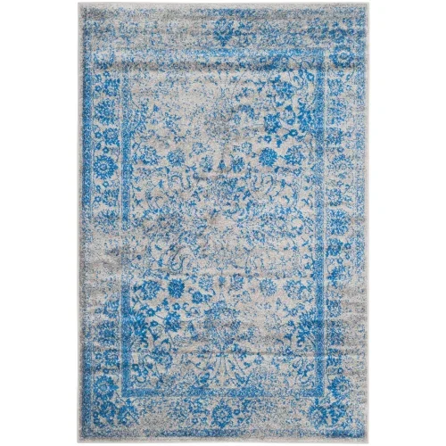 Tapete Adira Vintage Pátina en Gris con Azul