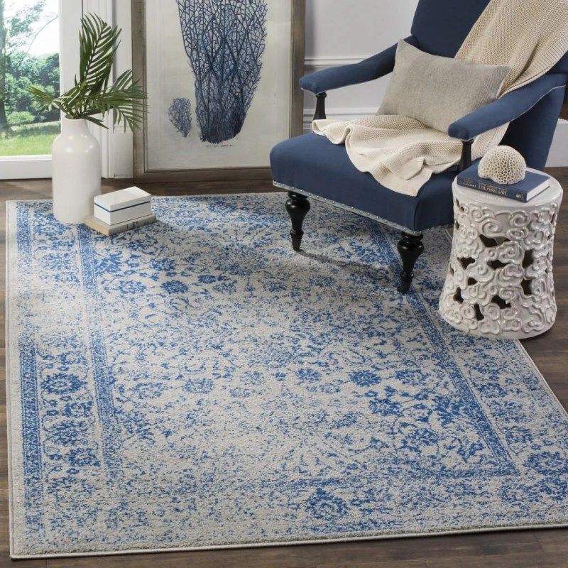Tapete Adira Vintage Pátina en Gris con Azul