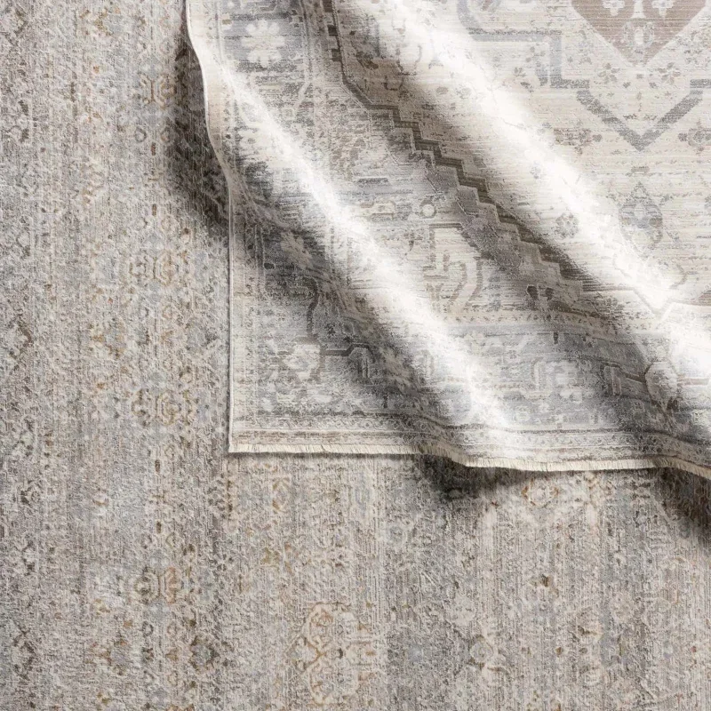 Tapete Albin Floral en Gris y Topo