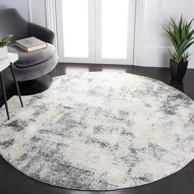 Tapete Astoria de Textura Desgastada en Marfil con Gris