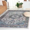 Tapete Bahia de Ornamento Geométrico en Azul con Gris