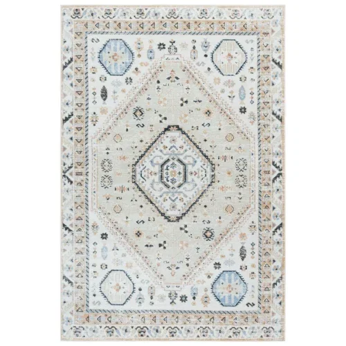 Tapete Bahia Medallón en Marfil con Beige