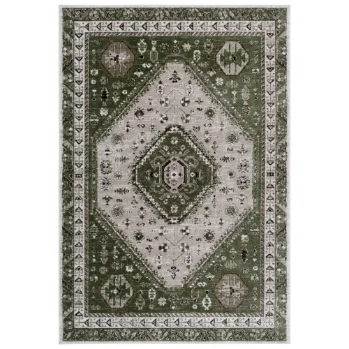 Tapete Bahia Medallón en Verde con Beige