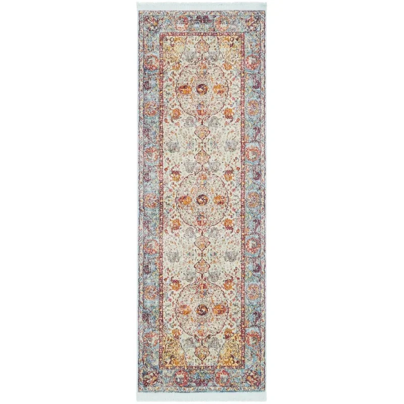 Tapete Caribe Floral en Azul Claro