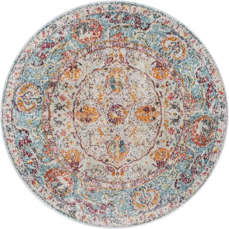 Tapete Caribe Floral en Azul Claro