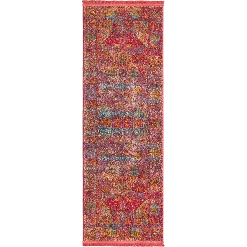 Tapete Caribe Floral en Rojo