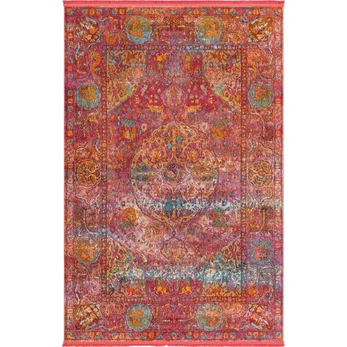 Tapete Caribe Floral en Rojo