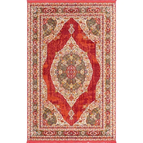 Tapete Caribe Medallón Joya en Rojo