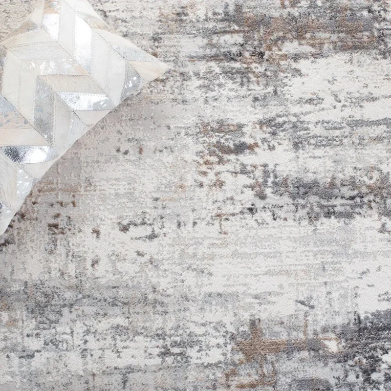 Tapete Emilia Abstracto en Marfil con Gris