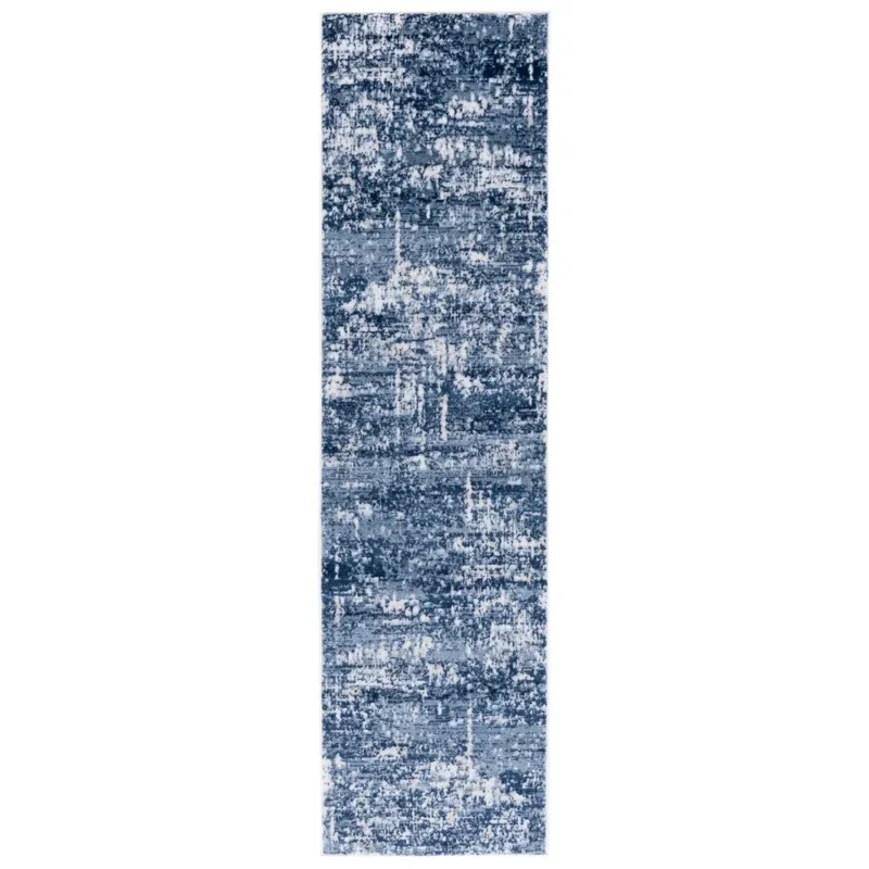 Tapete Emilia de Textura Desgastada en Marfil con Azul