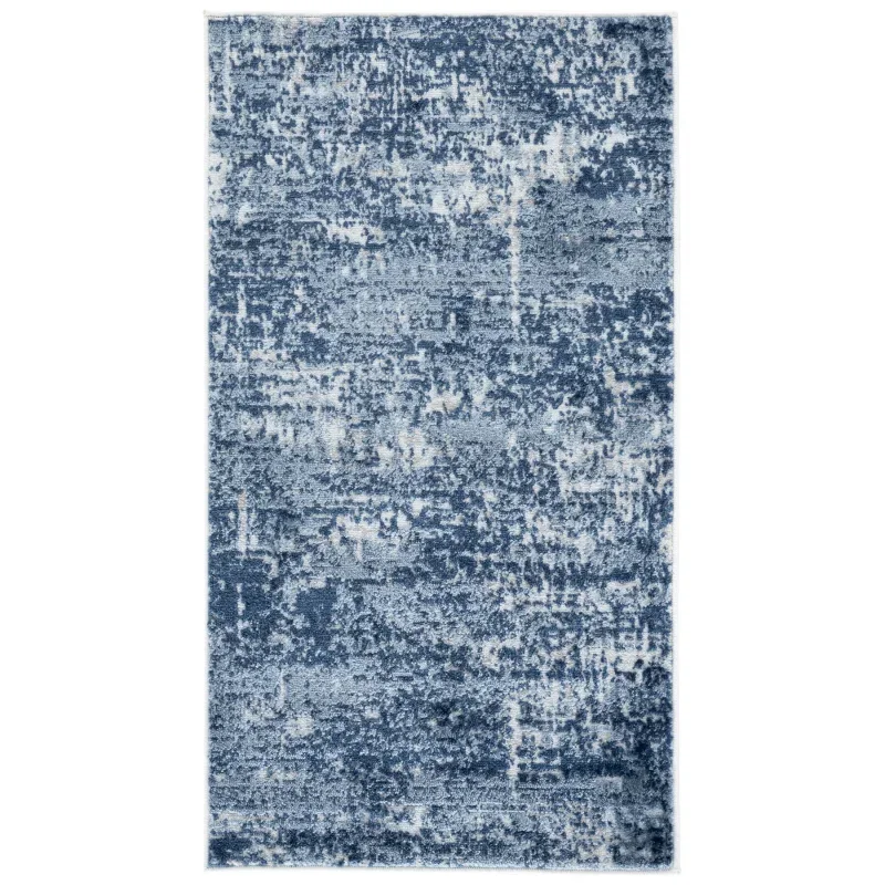 Tapete Emilia de Textura Desgastada en Marfil con Azul