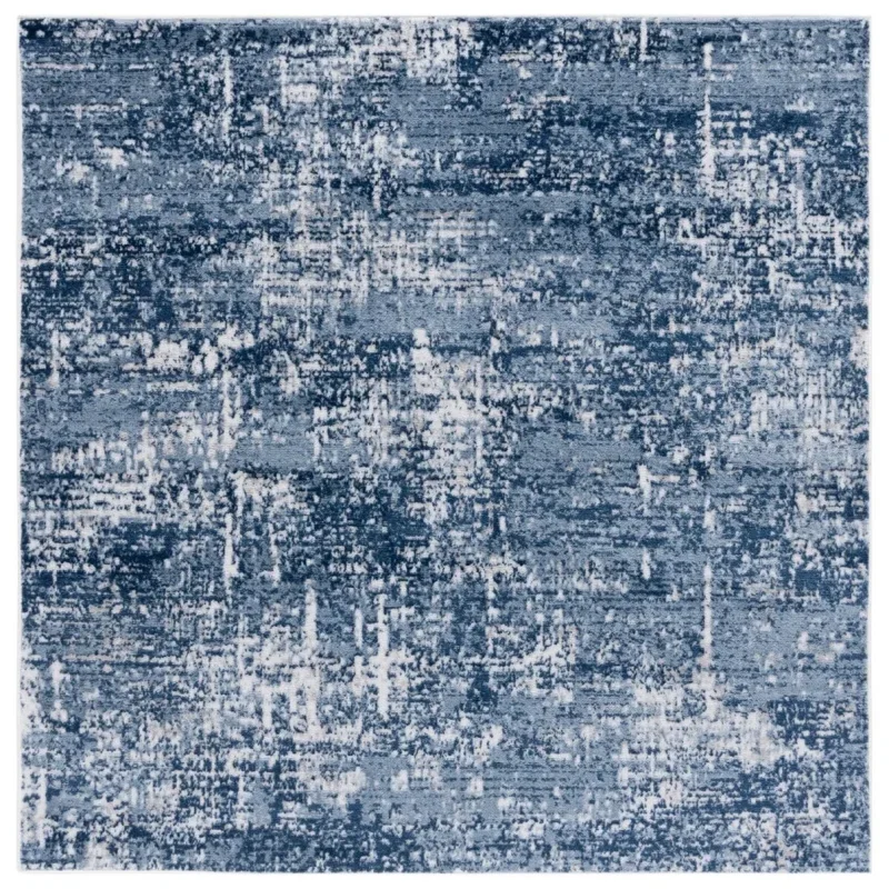 Tapete Emilia de Textura Desgastada en Marfil con Azul