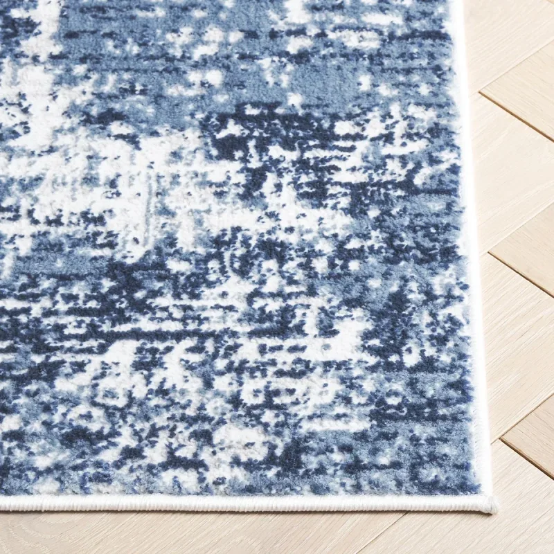 Tapete Emilia de Textura Desgastada en Marfil con Azul