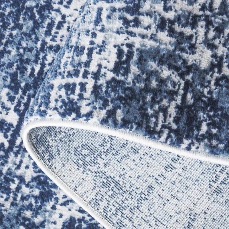 Tapete Emilia de Textura Desgastada en Marfil con Azul