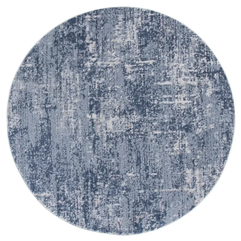 Tapete Emilia de Textura Desgastada en Marfil con Azul