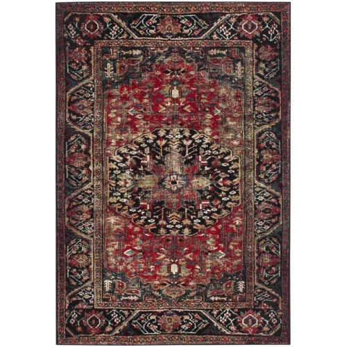 Tapete Ensamble Vintage de Árbol Simétrico en Rojo con Multicolor