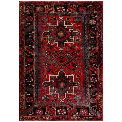 Tapete Ensamble Vintage de Estrella Geométrica en Rojo con Multicolor