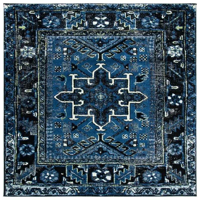 Tapete Ensamble Vintage Geométrico en Azul con Gris