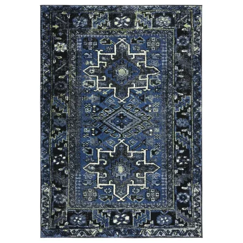 Tapete Ensamble Vintage Geométrico en Azul con Gris