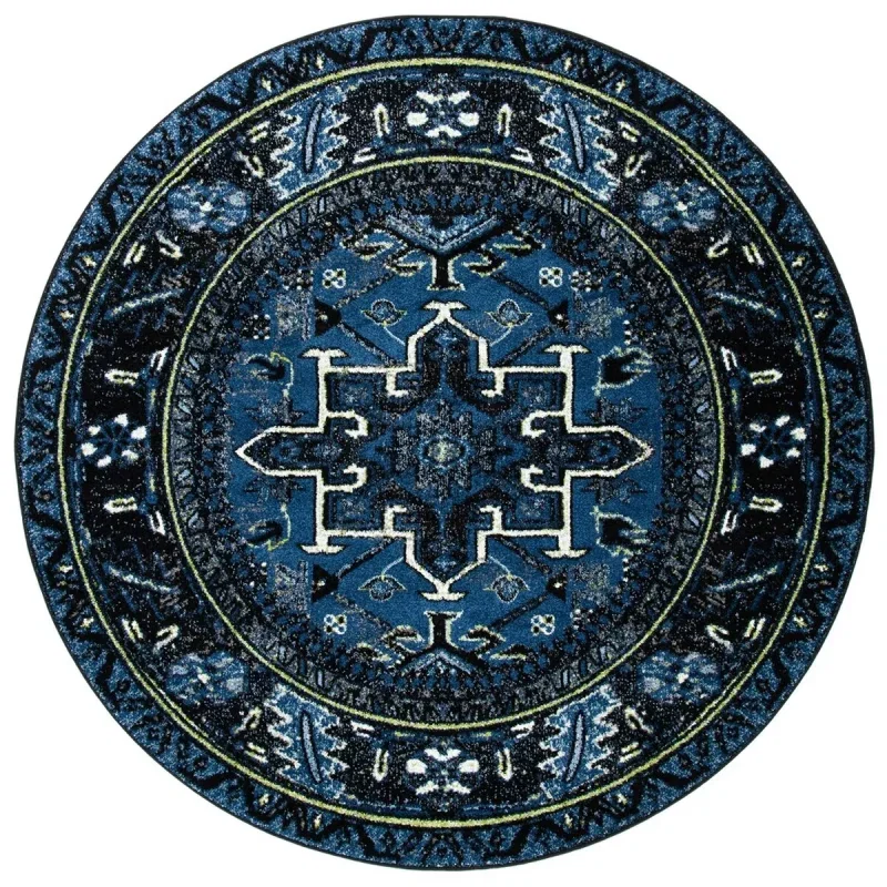 Tapete Ensamble Vintage Geométrico en Azul con Gris