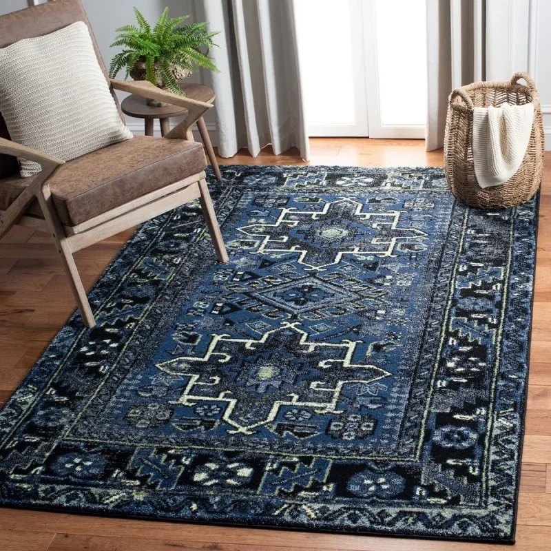 Tapete Ensamble Vintage Geométrico en Azul con Gris