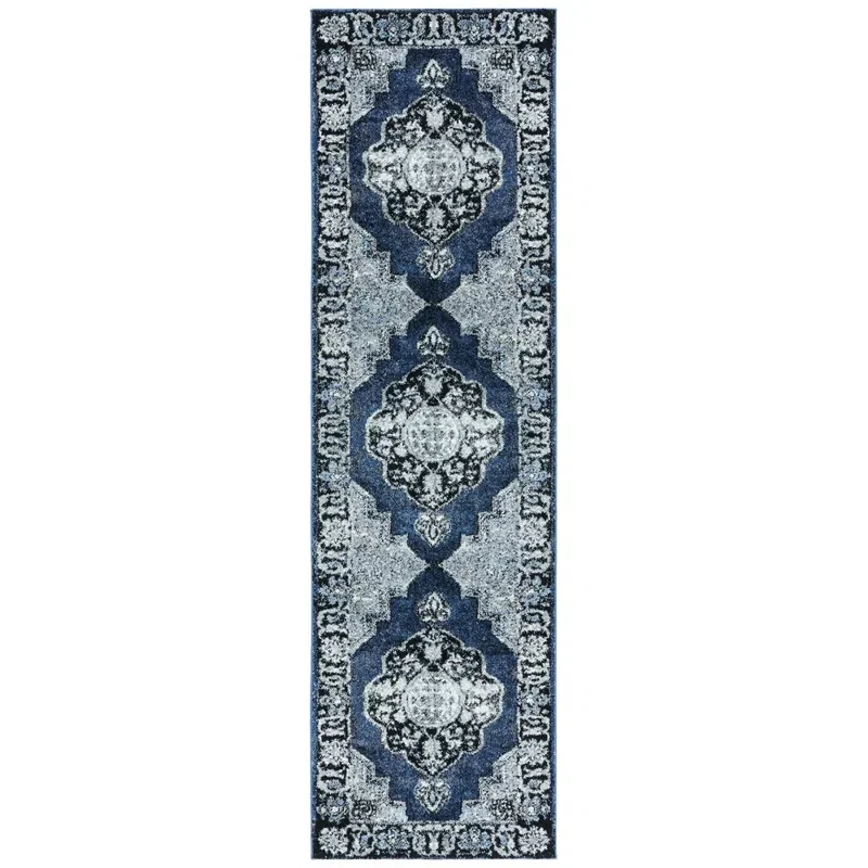 Tapete Ensamble Vintage Medallón en Azul con Gris