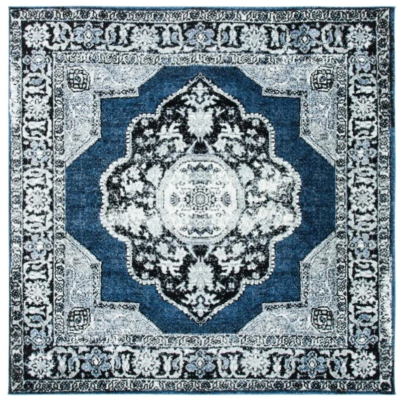 Tapete Ensamble Vintage Medallón en Azul con Gris