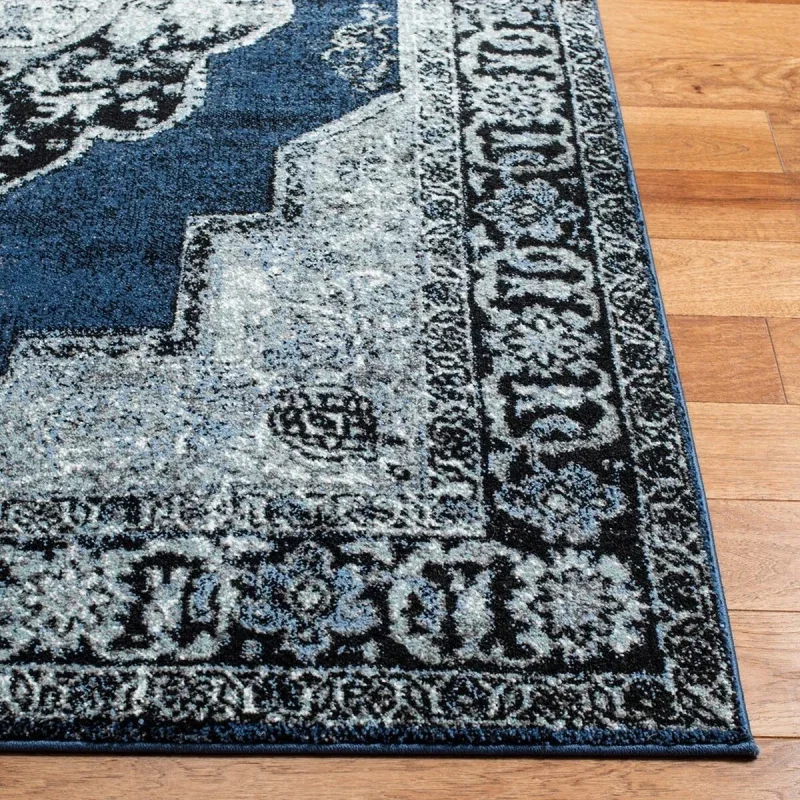 Tapete Ensamble Vintage Medallón en Azul con Gris