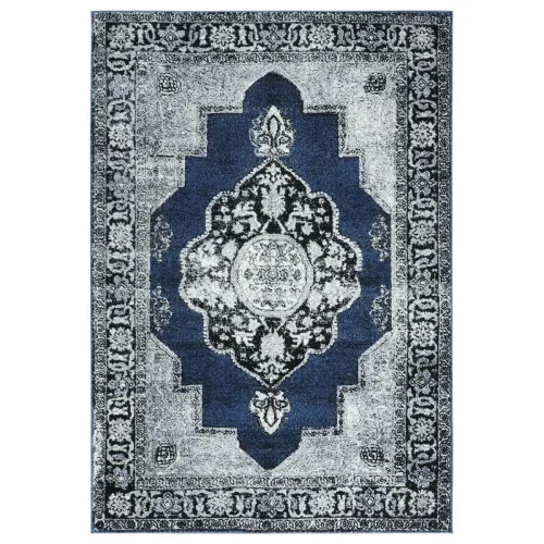 Tapete Ensamble Vintage Medallón en Azul con Gris