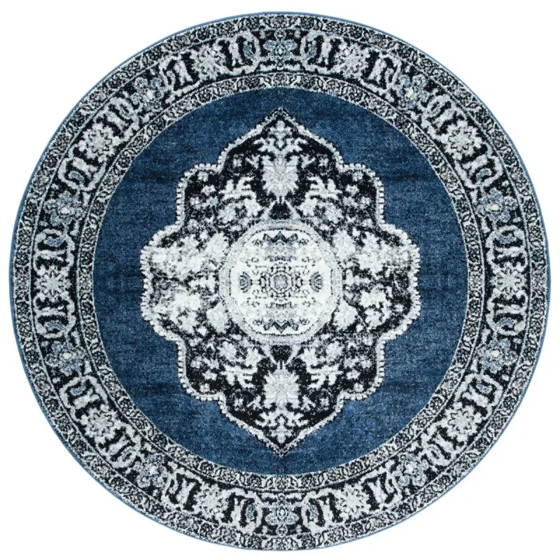 Tapete Ensamble Vintage Medallón en Azul con Gris