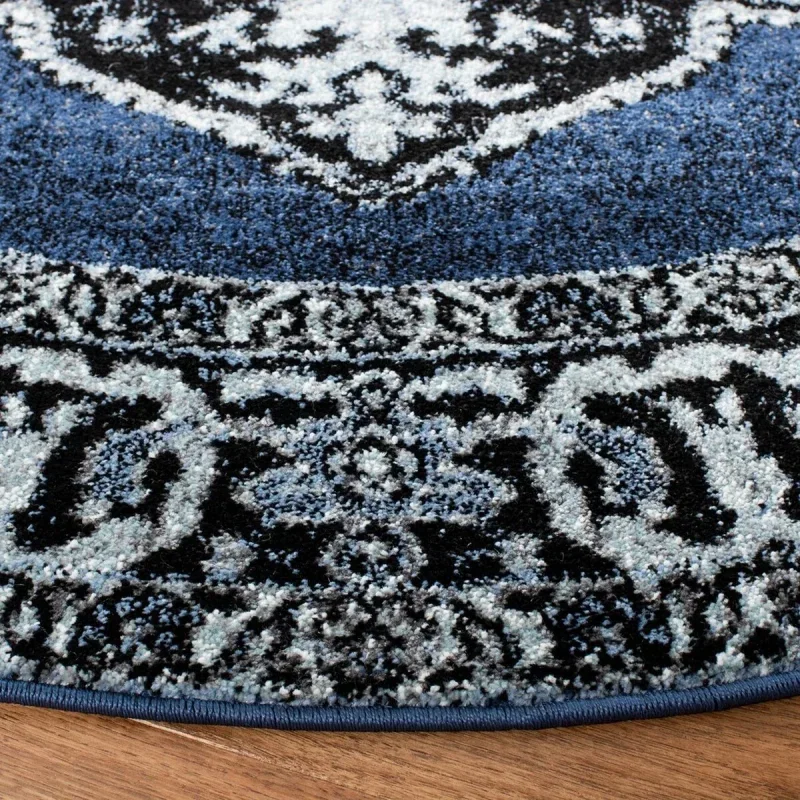 Tapete Ensamble Vintage Medallón en Azul con Gris