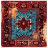 Tapete Ensamble Vintage Medallón en Rojo con Azul Claro