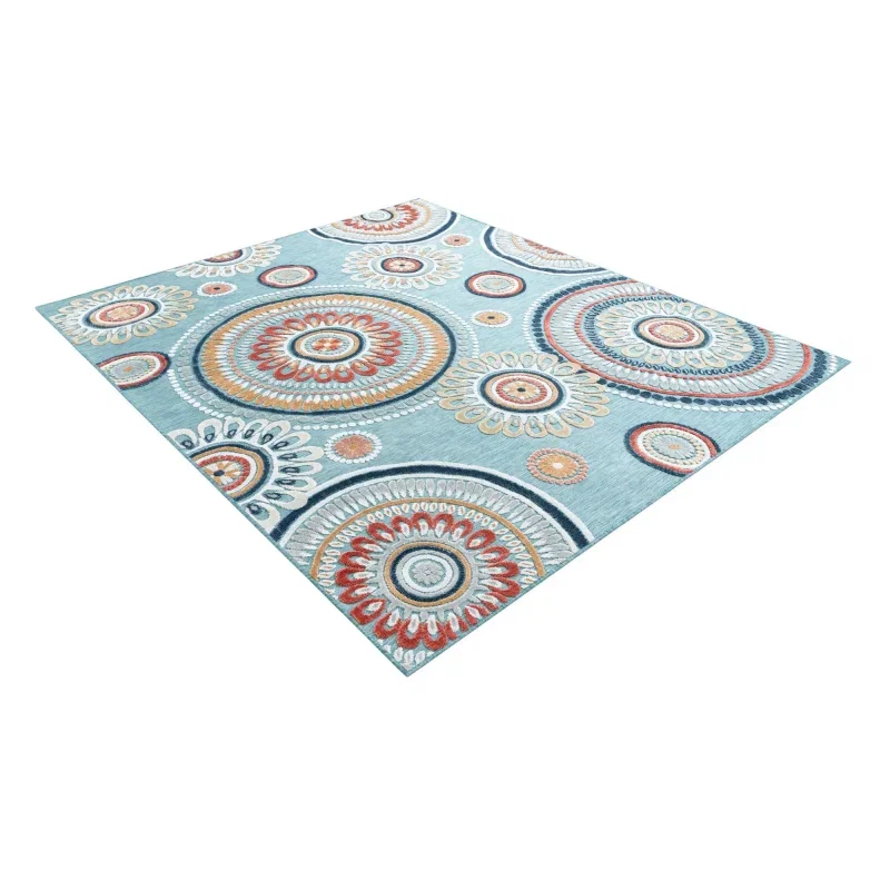 Tapete Exterior Botánico Mandalas en Azul Claro